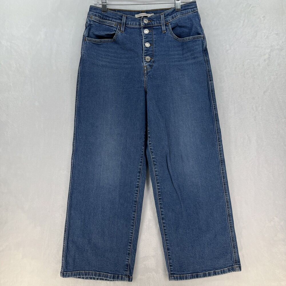 Levi’s Mile High Cropped Wide Leg Jean Women’s Sz 30 Medium Wash
